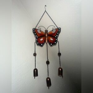 Butterfly Wind Chime with Red and Black Accents